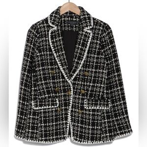 Laundry by Shelli Segal Black and White Plaid Blazer